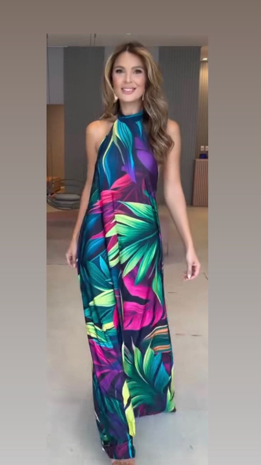 VESTIDO LONGO FRENTE ÚNICA POLIAMIDA